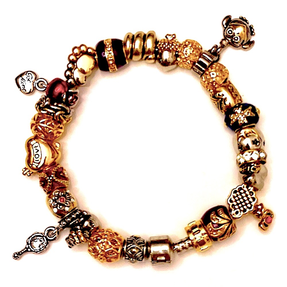 14K Double Gold Electroplated!Retired Pugster Bracelet! Charms WILL FIT PANDORA!